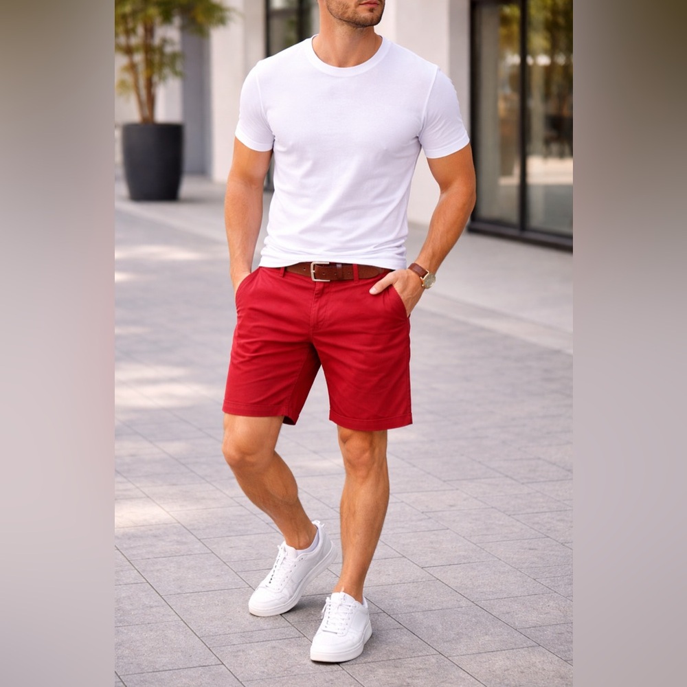Jack & Jones Classic Red Flat Front Shorts